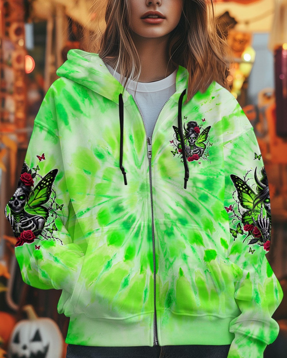 BLISSCORNERS I DON'T CARE WHAT YOU THINK OF ME SKULL MESSY BUN ALL OVER PRINT