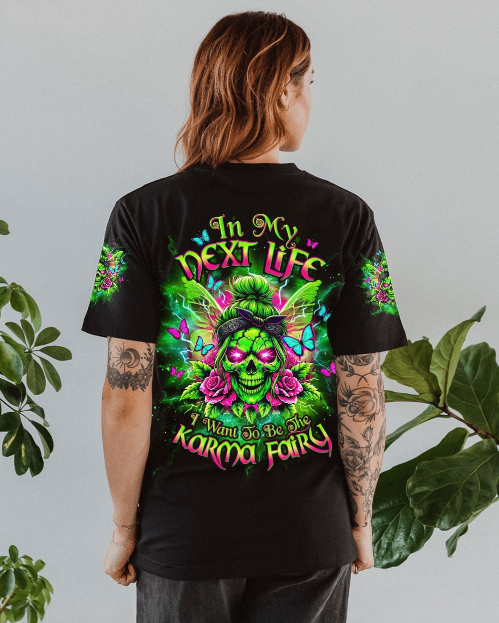 BLISSCORNERS I AM A SWEET GIRL  SKULL MESSY BUN  ALL OVER PRINT -  TLTW3103252