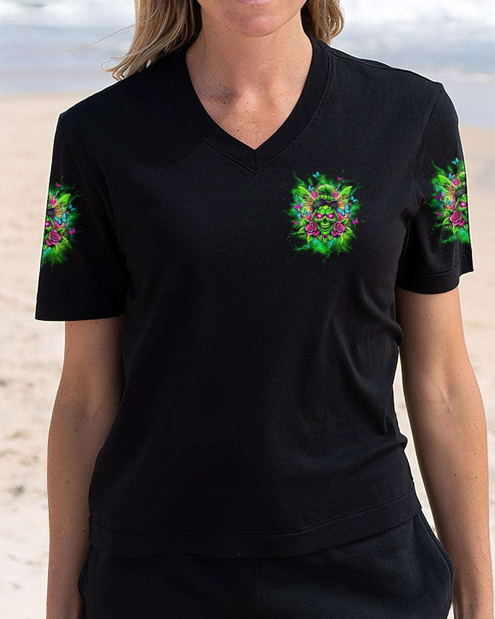 BLISSCORNERS I AM A SWEET GIRL  SKULL MESSY BUN  ALL OVER PRINT -  TLTW3103252