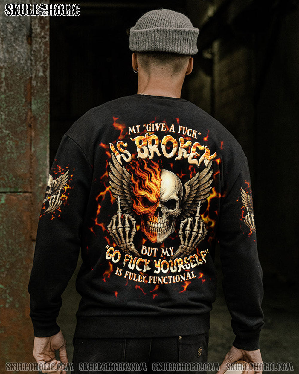 BLISSCORNERS MY GIVE A F IS BROKEN SKULL WINGS ALL OVER PRINT