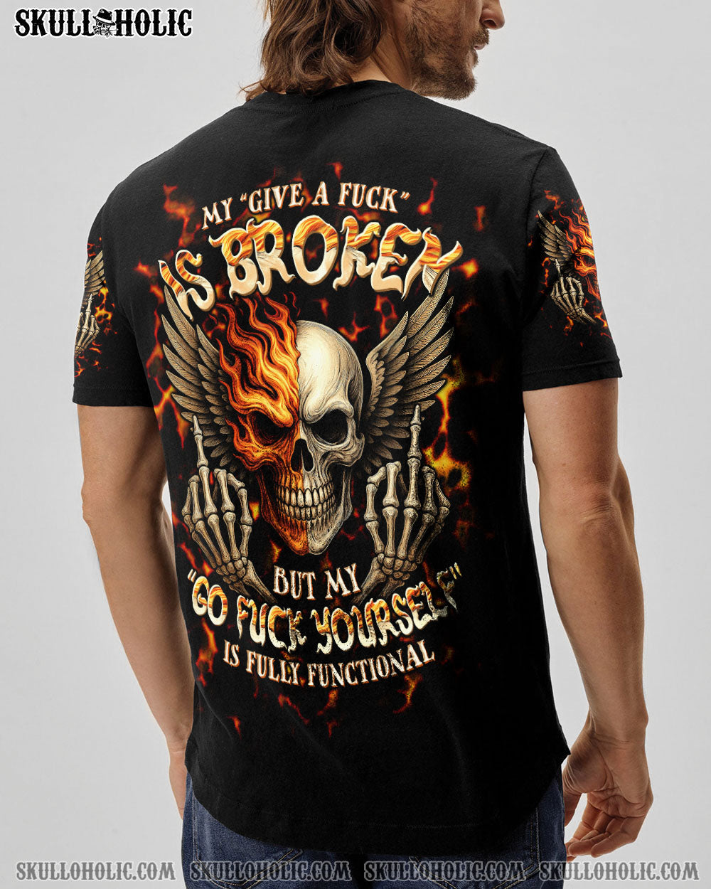 BLISSCORNERS MY GIVE A F IS BROKEN SKULL WINGS ALL OVER PRINT