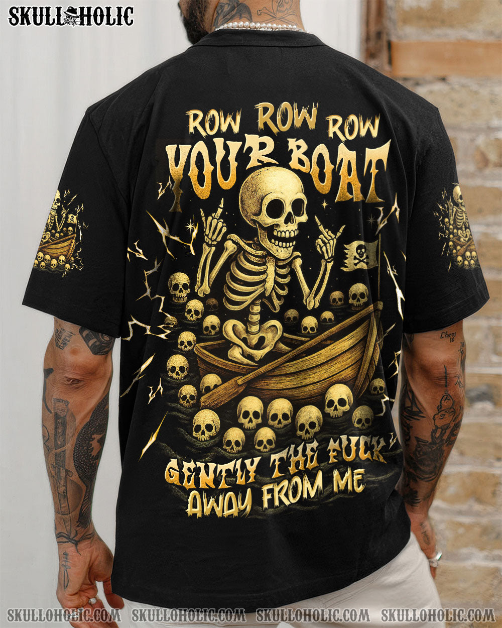 BLISSCORNERS ROW ROW ROW YOUR BOAT SKELETON ALL OVER PRINT