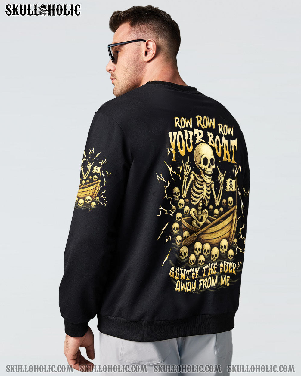 BLISSCORNERS ROW ROW ROW YOUR BOAT SKELETON ALL OVER PRINT