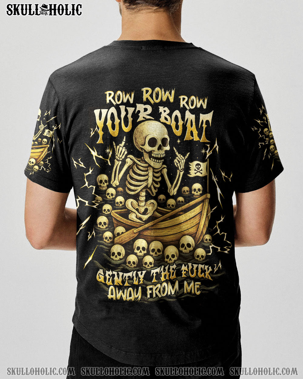 BLISSCORNERS ROW ROW ROW YOUR BOAT SKELETON ALL OVER PRINT