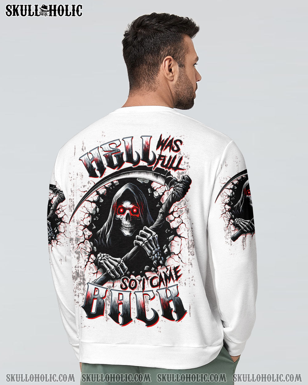 BLISSCORNERS HELL WAS FULL SO I CAME BACK REAPER SKULL ALL OVER PRINT