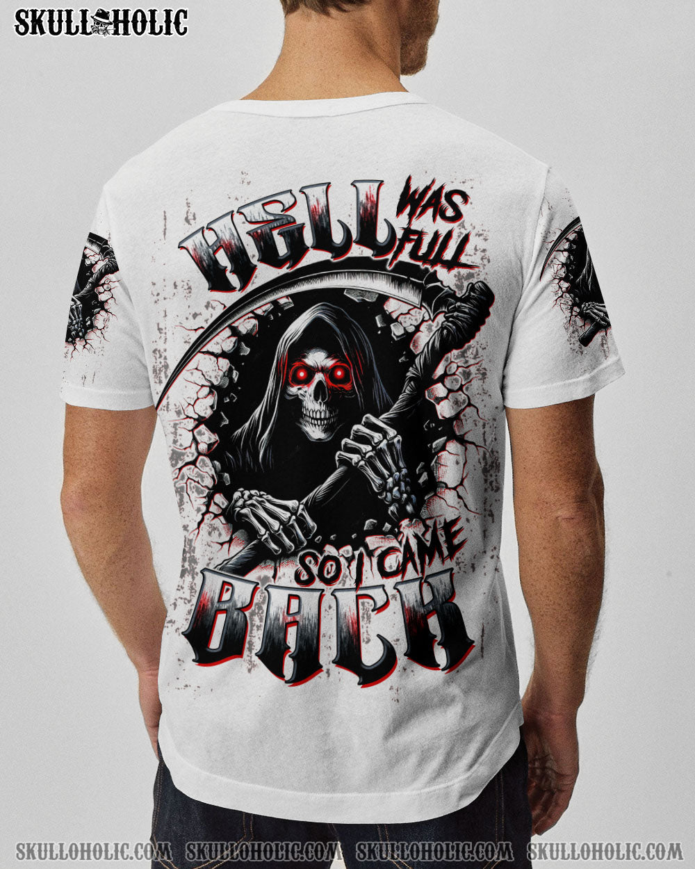 BLISSCORNERS HELL WAS FULL SO I CAME BACK REAPER SKULL ALL OVER PRINT