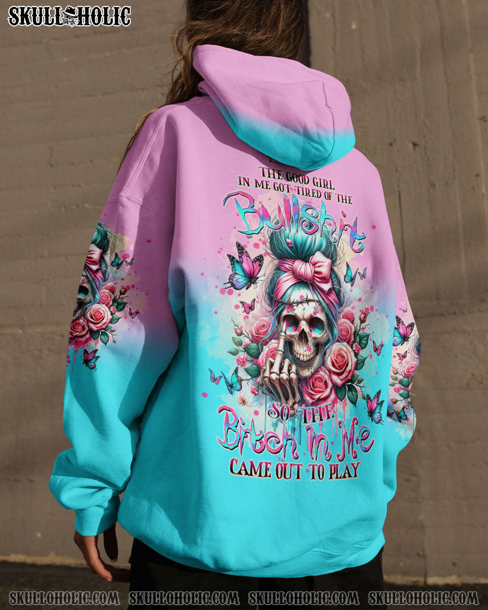 BLISSCORNERS THE GOOD GIRL IN ME MESSY BUN ALL OVER PRINT