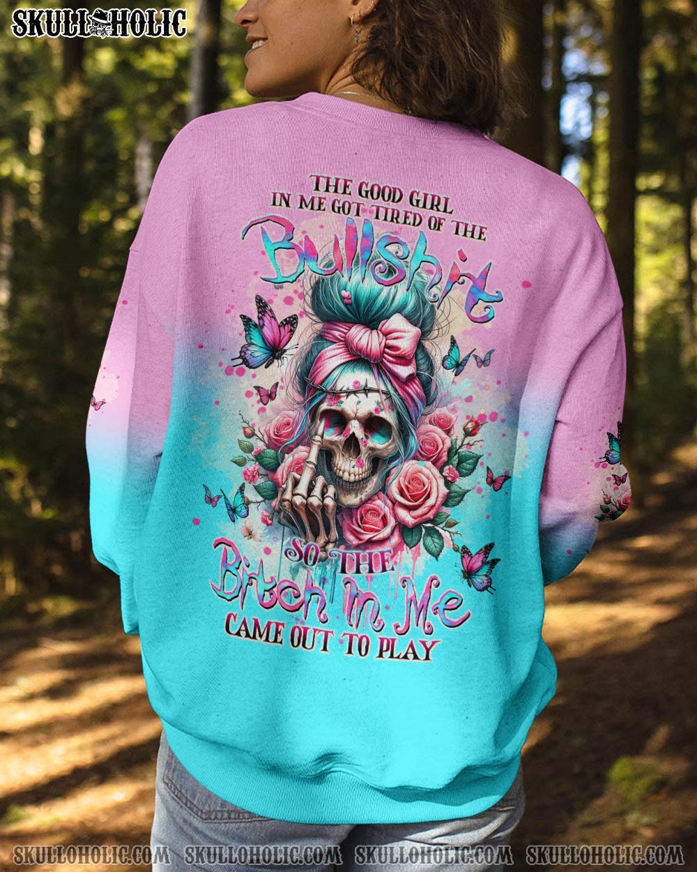 BLISSCORNERS THE GOOD GIRL IN ME MESSY BUN ALL OVER PRINT