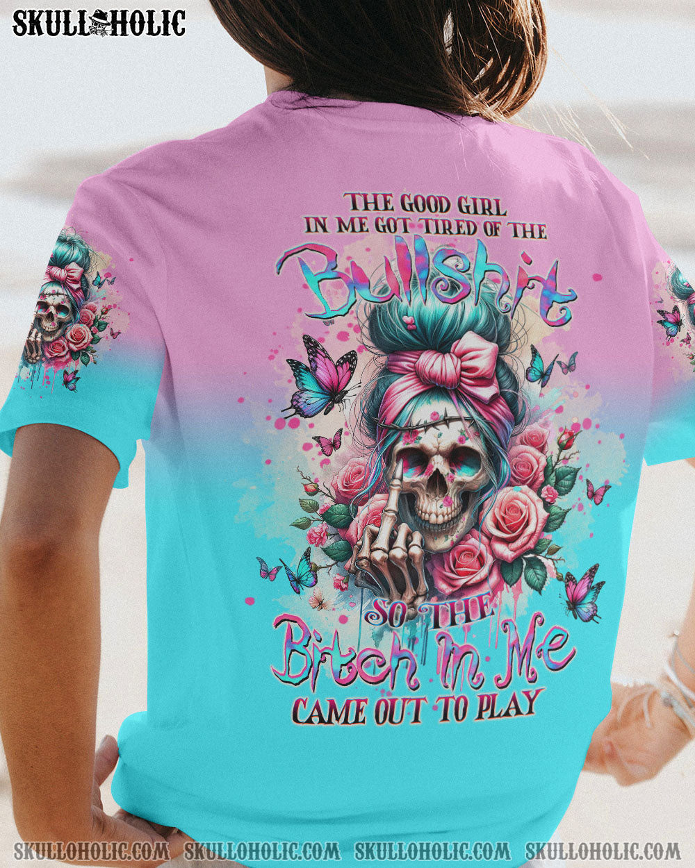 BLISSCORNERS THE GOOD GIRL IN ME MESSY BUN ALL OVER PRINT