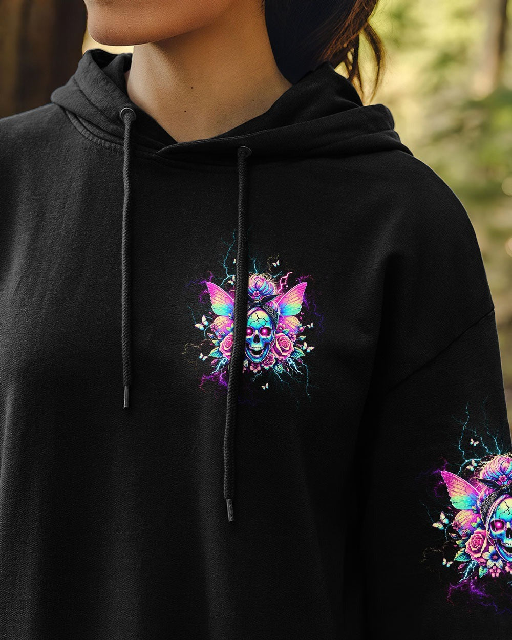 BLISSCORNERS BEHIND EVERY BAD B MESSY BUN SKULL ALL OVER PRINT