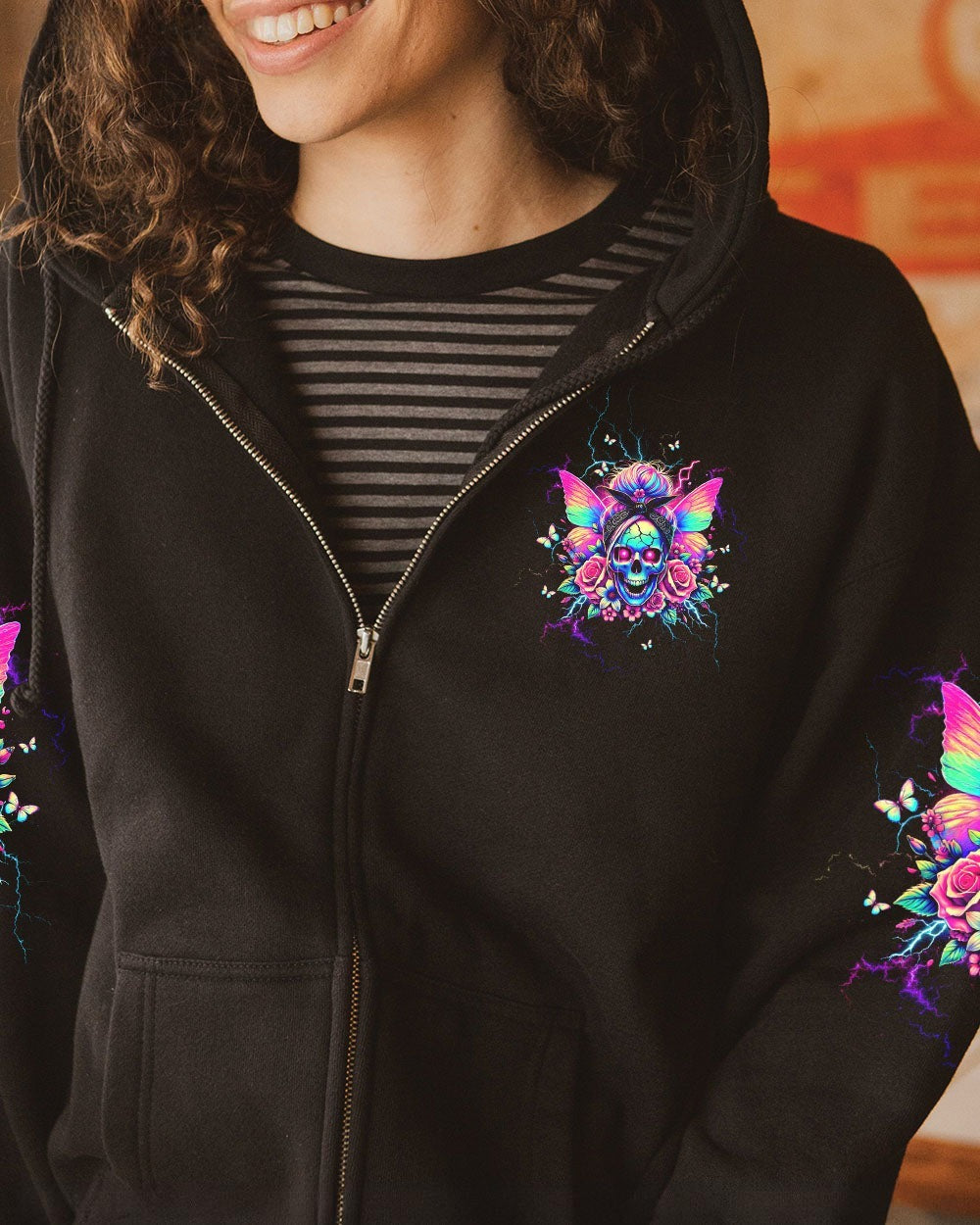 BLISSCORNERS BEHIND EVERY BAD B MESSY BUN SKULL ALL OVER PRINT