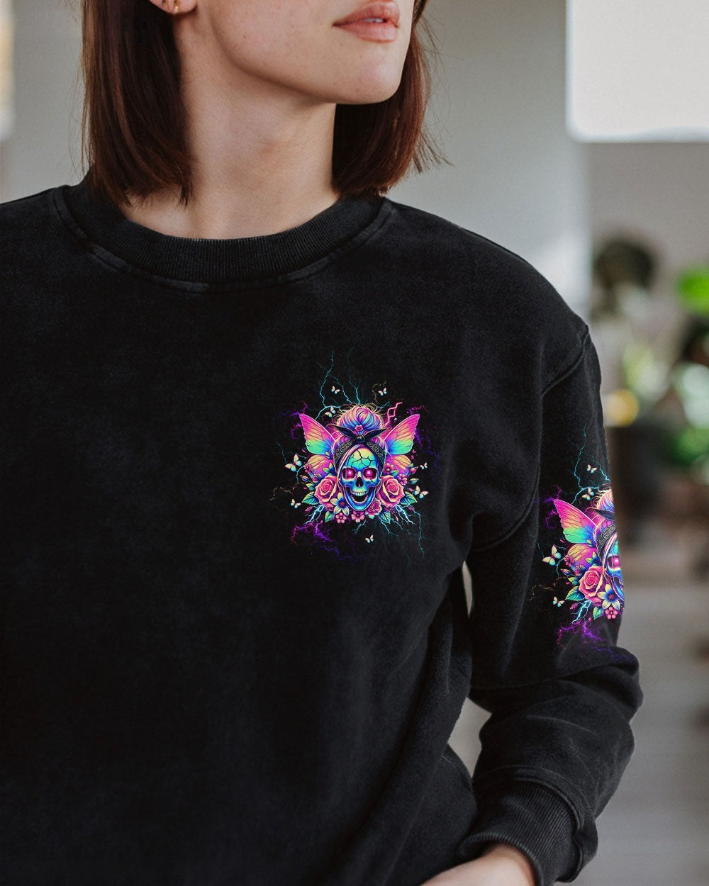 BLISSCORNERS BEHIND EVERY BAD B MESSY BUN SKULL ALL OVER PRINT
