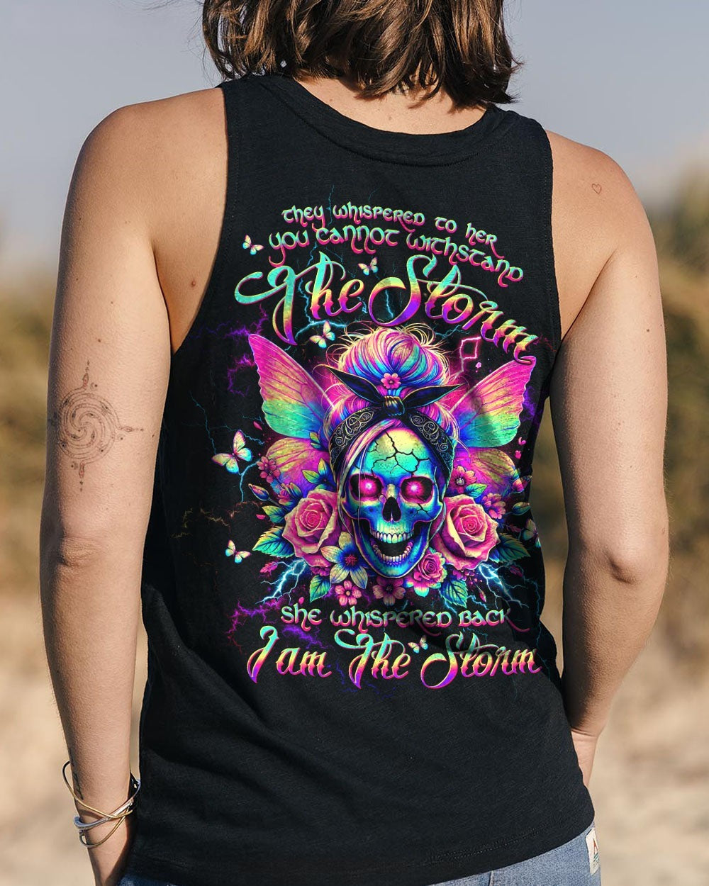 BLISSCORNERS BEHIND EVERY BAD B MESSY BUN SKULL ALL OVER PRINT