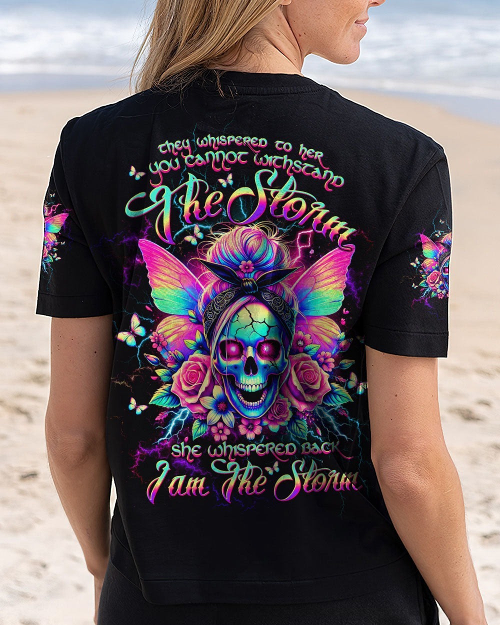 BLISSCORNERS BEHIND EVERY BAD B MESSY BUN SKULL ALL OVER PRINT