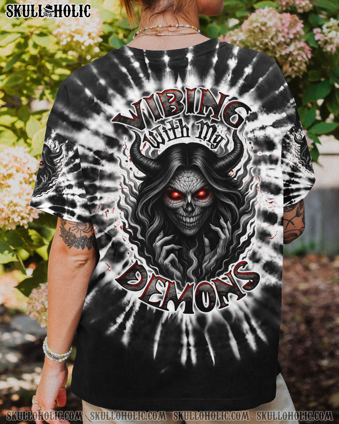 BLISSCORNERS VIBING WITH MY DEMONS TIE DYE ALL OVER PRINT