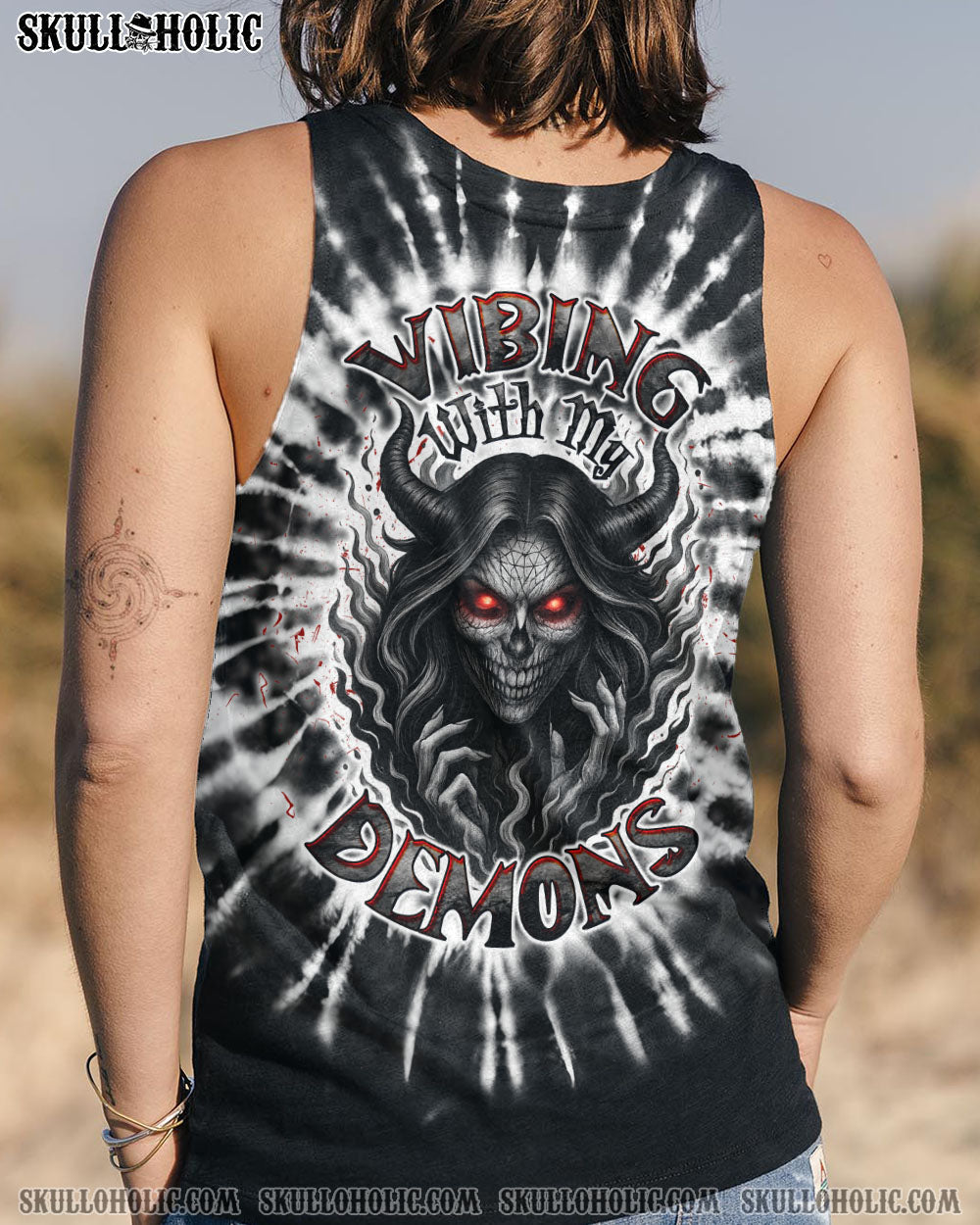 BLISSCORNERS VIBING WITH MY DEMONS TIE DYE ALL OVER PRINT