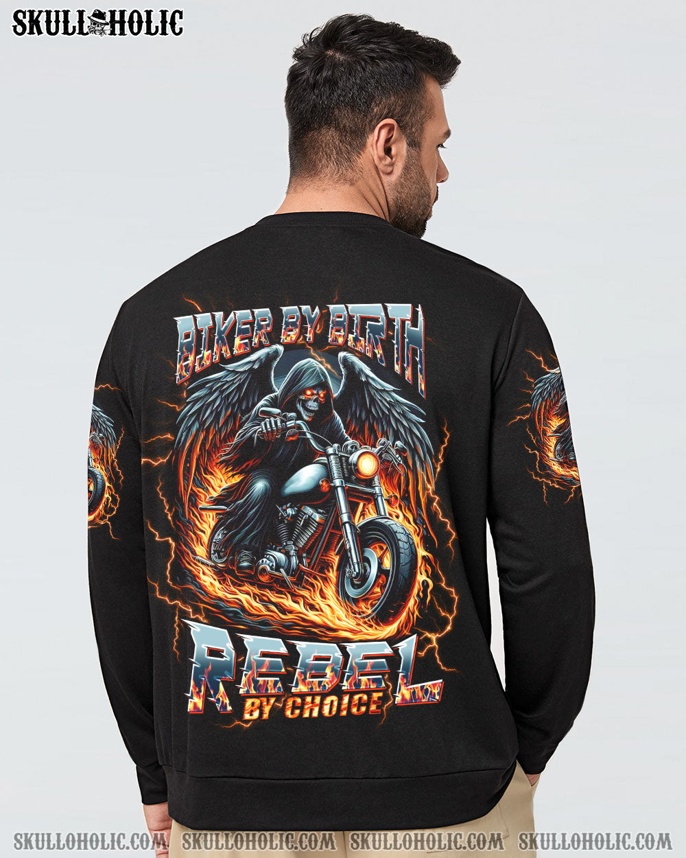 BLISSCORNERS BIKER BY BIRTH REBEL BY CHOICE SKULL ALL OVER PRINT