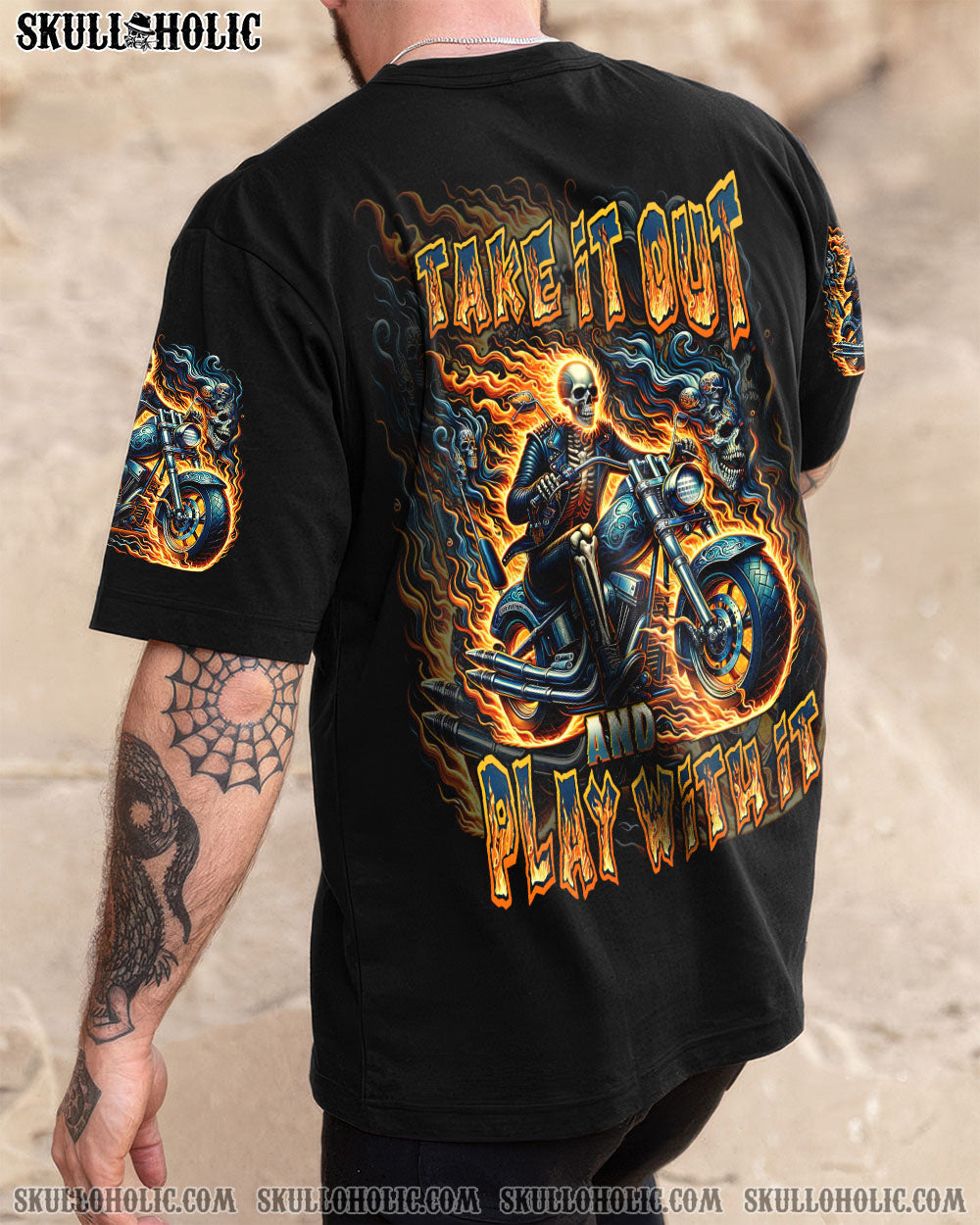 BLISSCORNERS TAKE IT OUT AND PLAY WITH IT BIKER SKULL ALL OVER PRINT
