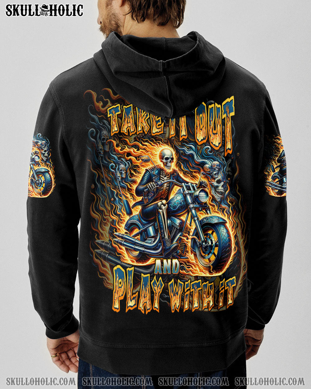 BLISSCORNERS TAKE IT OUT AND PLAY WITH IT BIKER SKULL ALL OVER PRINT