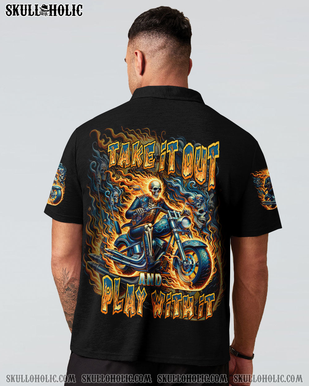 BLISSCORNERS TAKE IT OUT AND PLAY WITH IT BIKER SKULL ALL OVER PRINT