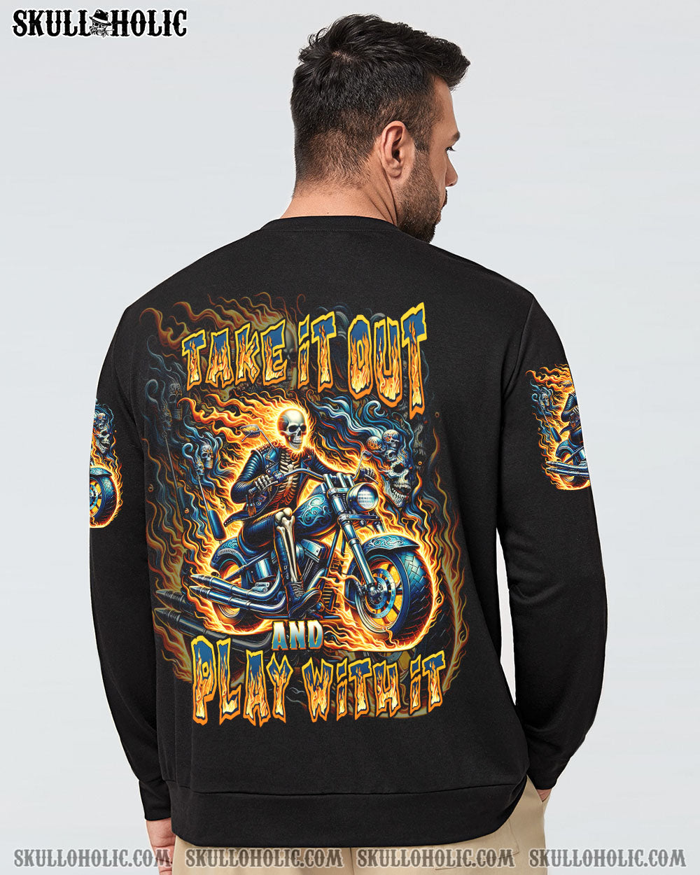 BLISSCORNERS TAKE IT OUT AND PLAY WITH IT BIKER SKULL ALL OVER PRINT