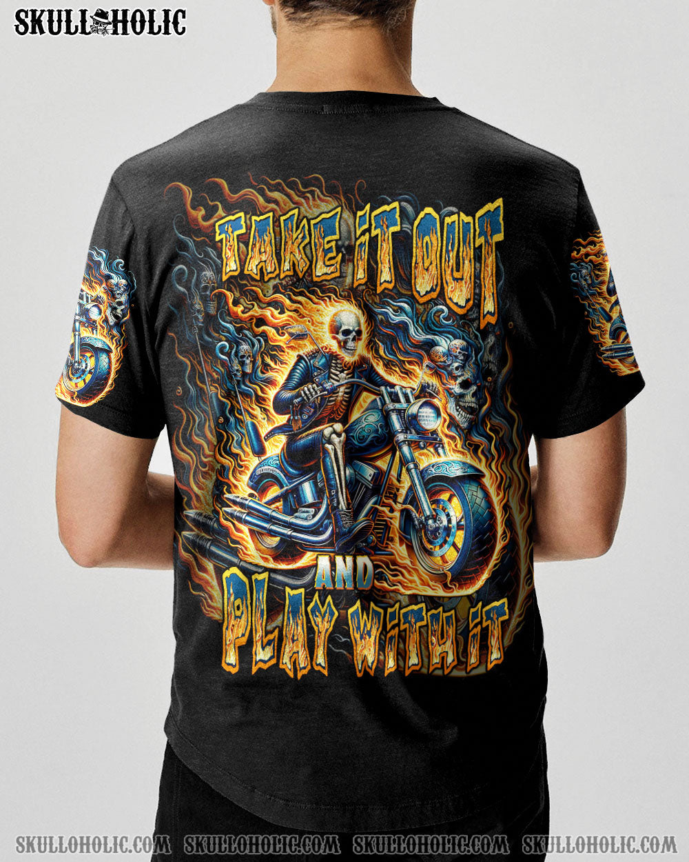 BLISSCORNERS TAKE IT OUT AND PLAY WITH IT BIKER SKULL ALL OVER PRINT