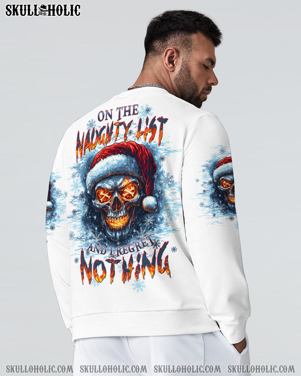 BLISSCORNERS ON THE NAUGHTY LIST SKULL CHRISTMAS ALL OVER PRINT