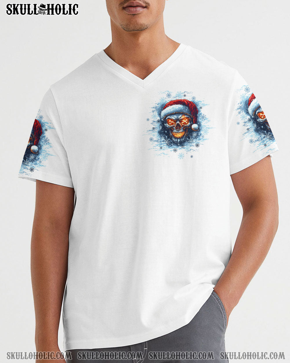 BLISSCORNERS ON THE NAUGHTY LIST SKULL CHRISTMAS ALL OVER PRINT