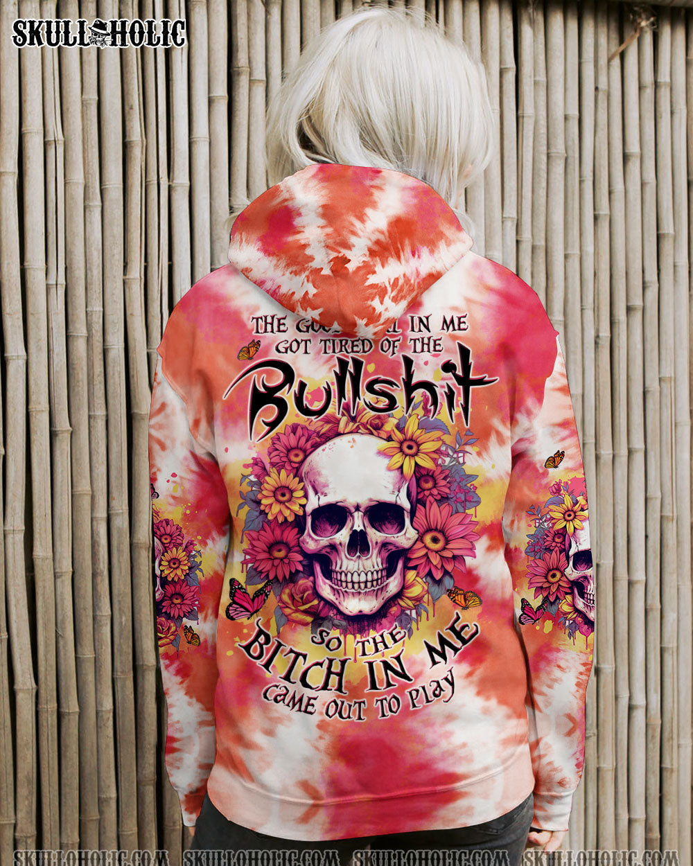 BLISSCORNERS THE GOOD GIRL IN ME SKULL FLORAL ALL OVER PRINT