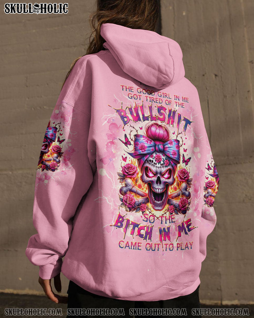BLISSCORNERS I'M NOT ANTI-SOCIAL MESSY BUN SKULL ALL OVER PRINT