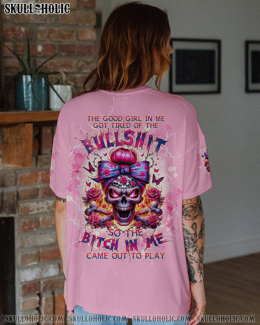 BLISSCORNERS I'M NOT ANTI-SOCIAL MESSY BUN SKULL ALL OVER PRINT