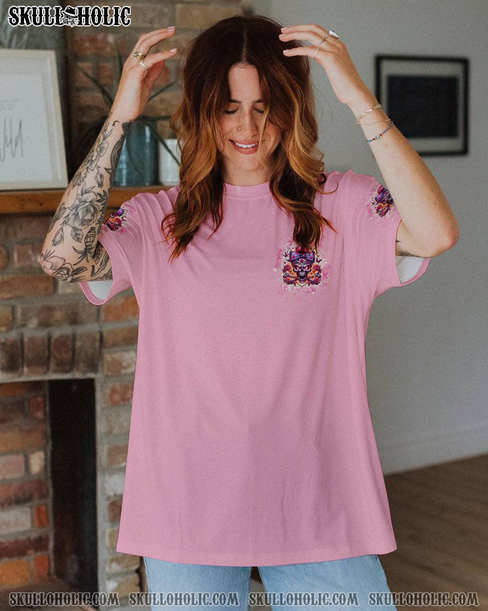 BLISSCORNERS I'M NOT ANTI-SOCIAL MESSY BUN SKULL ALL OVER PRINT