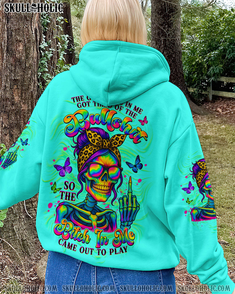 BLISSCORNERS KARMA FAIRY SKULL MESSY BUN ALL OVER PRINT