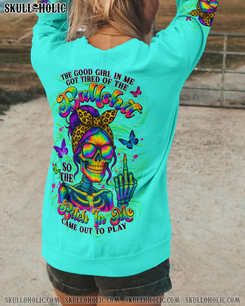 BLISSCORNERS KARMA FAIRY SKULL MESSY BUN ALL OVER PRINT