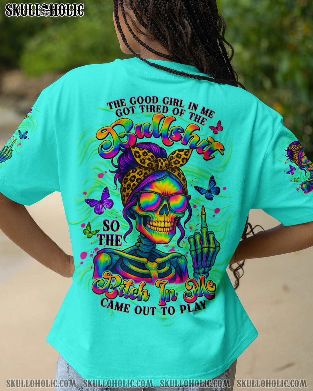 BLISSCORNERS KARMA FAIRY SKULL MESSY BUN ALL OVER PRINT