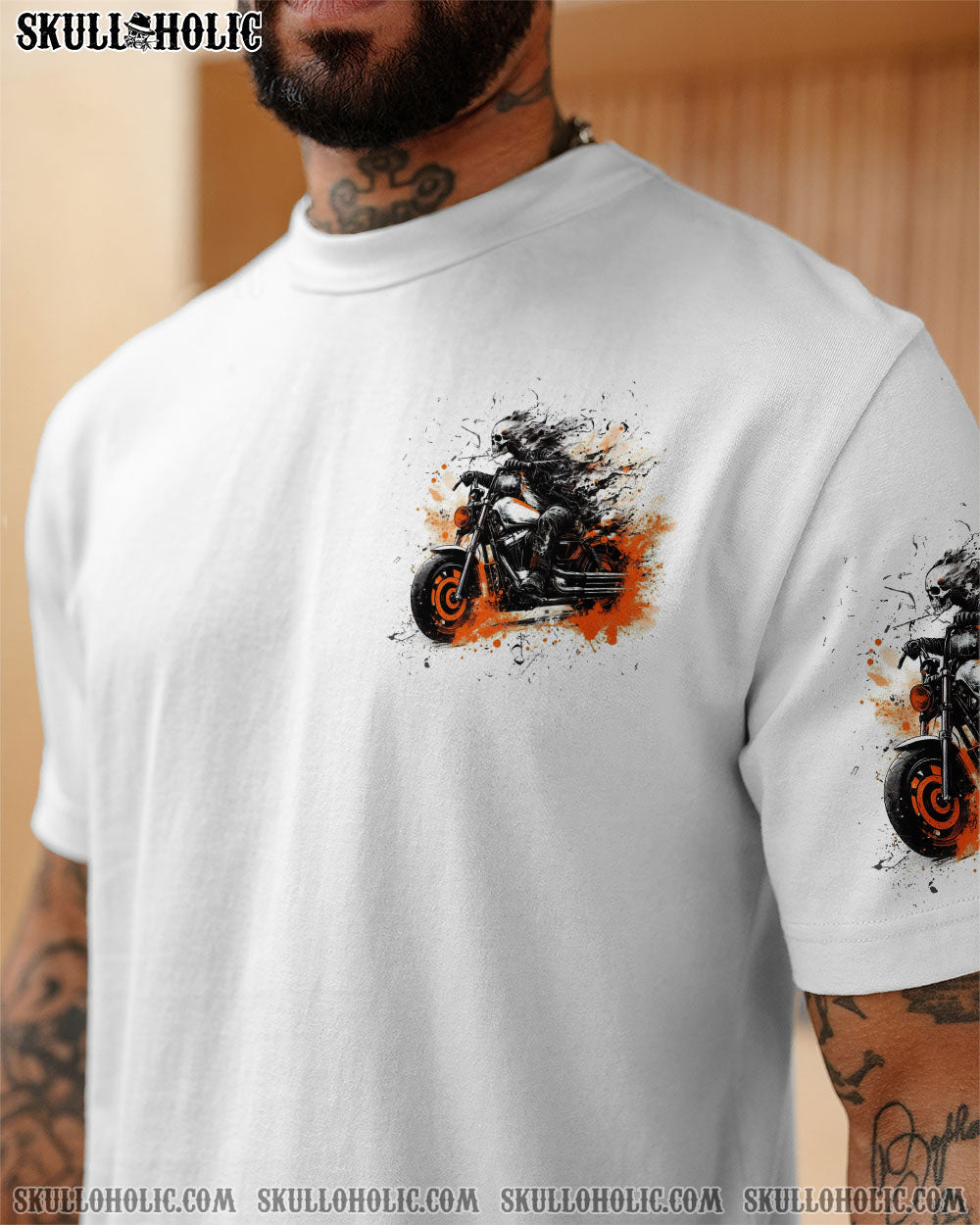 BLISSCORNERS RUNNING AGAINST THE WIND BIKER SKULL ALL OVER PRINT