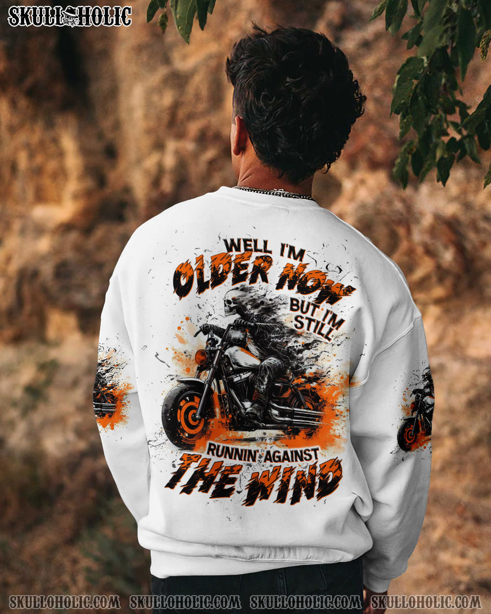 BLISSCORNERS RUNNING AGAINST THE WIND BIKER SKULL ALL OVER PRINT