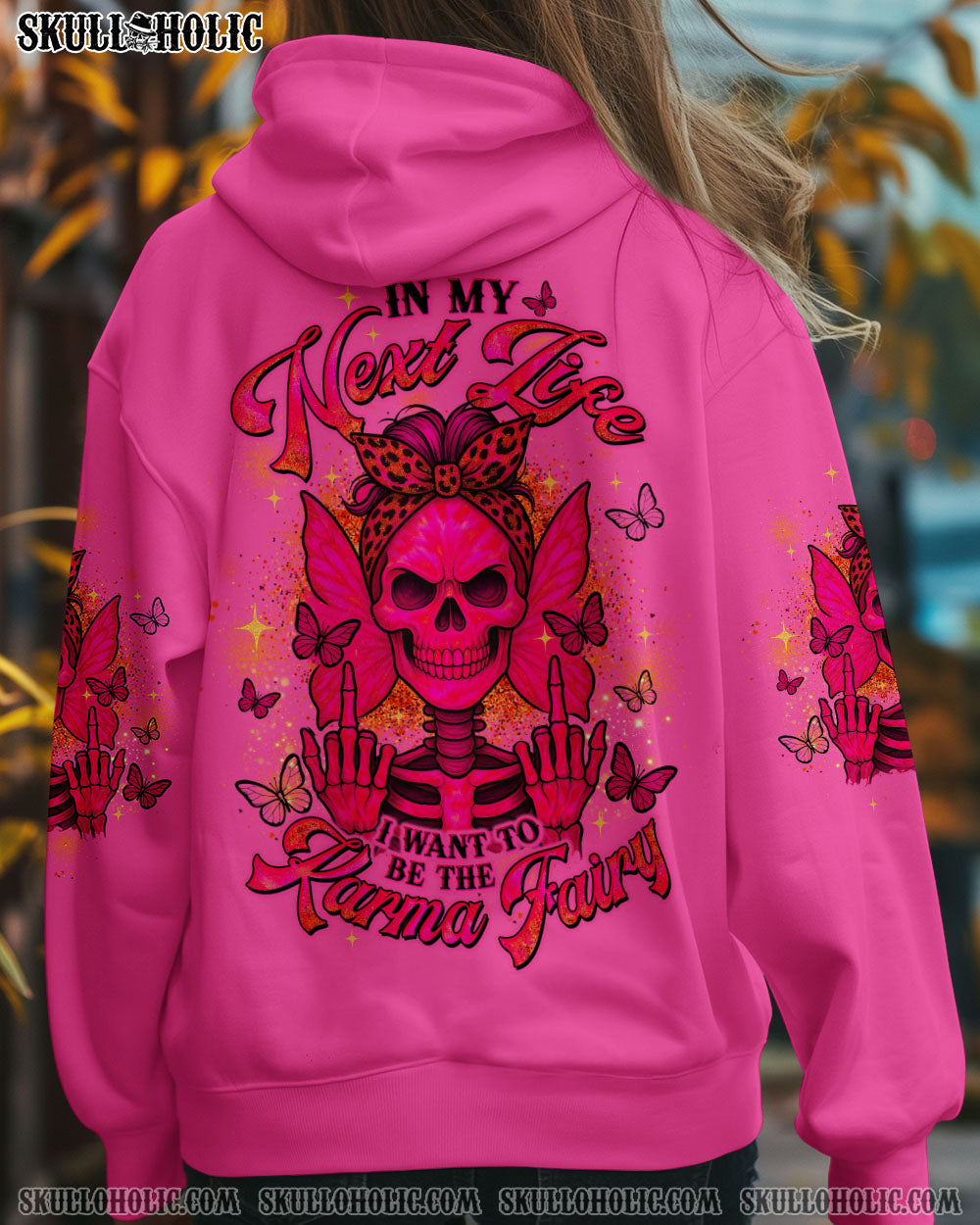 BLISSCORNERS THE GOOD GIRL IN ME ROSE SKULL MESSY BUN ALL OVER PRINT
