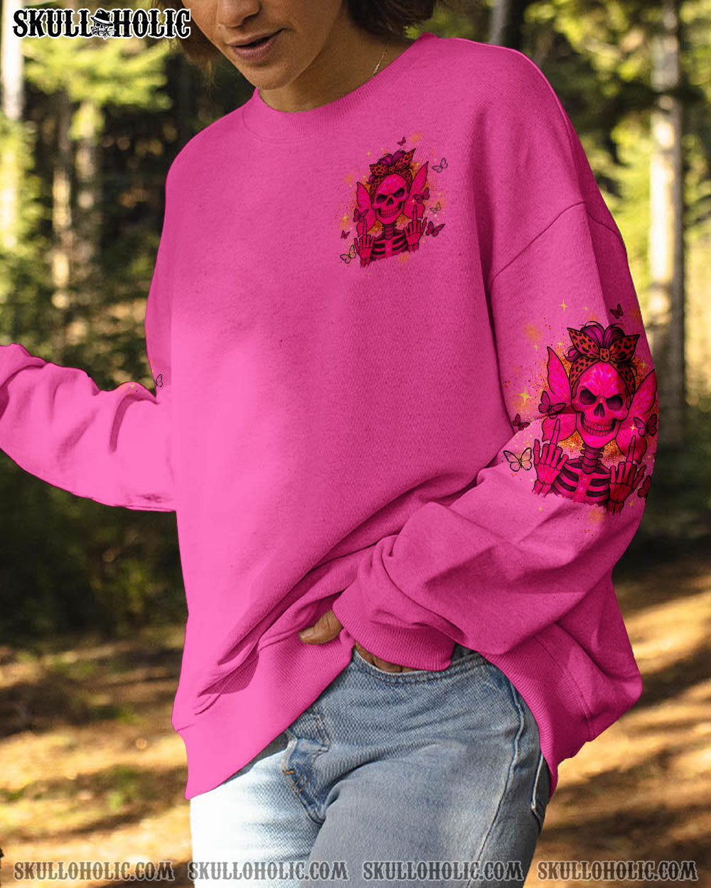 BLISSCORNERS THE GOOD GIRL IN ME ROSE SKULL MESSY BUN ALL OVER PRINT