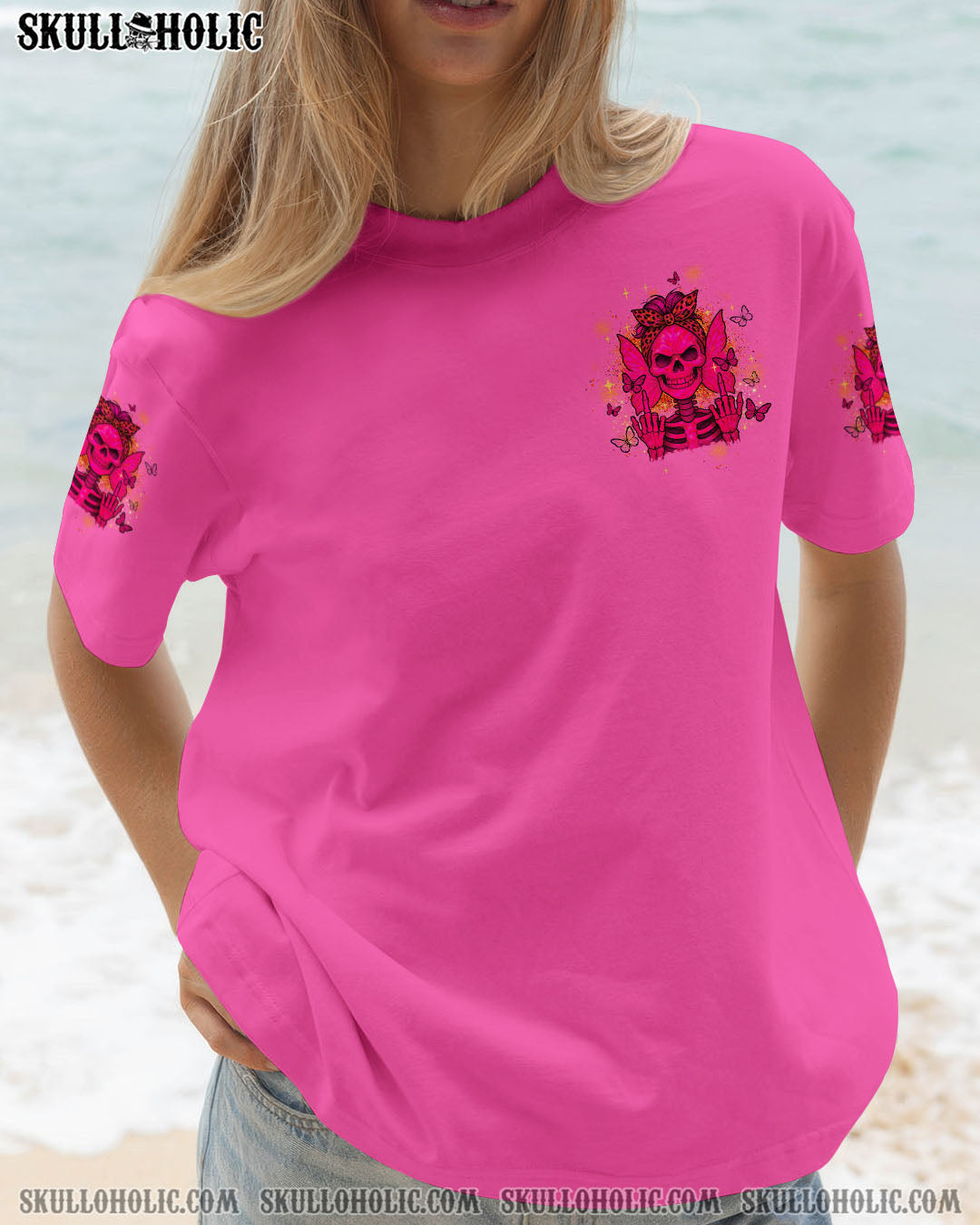 BLISSCORNERS THE GOOD GIRL IN ME ROSE SKULL MESSY BUN ALL OVER PRINT