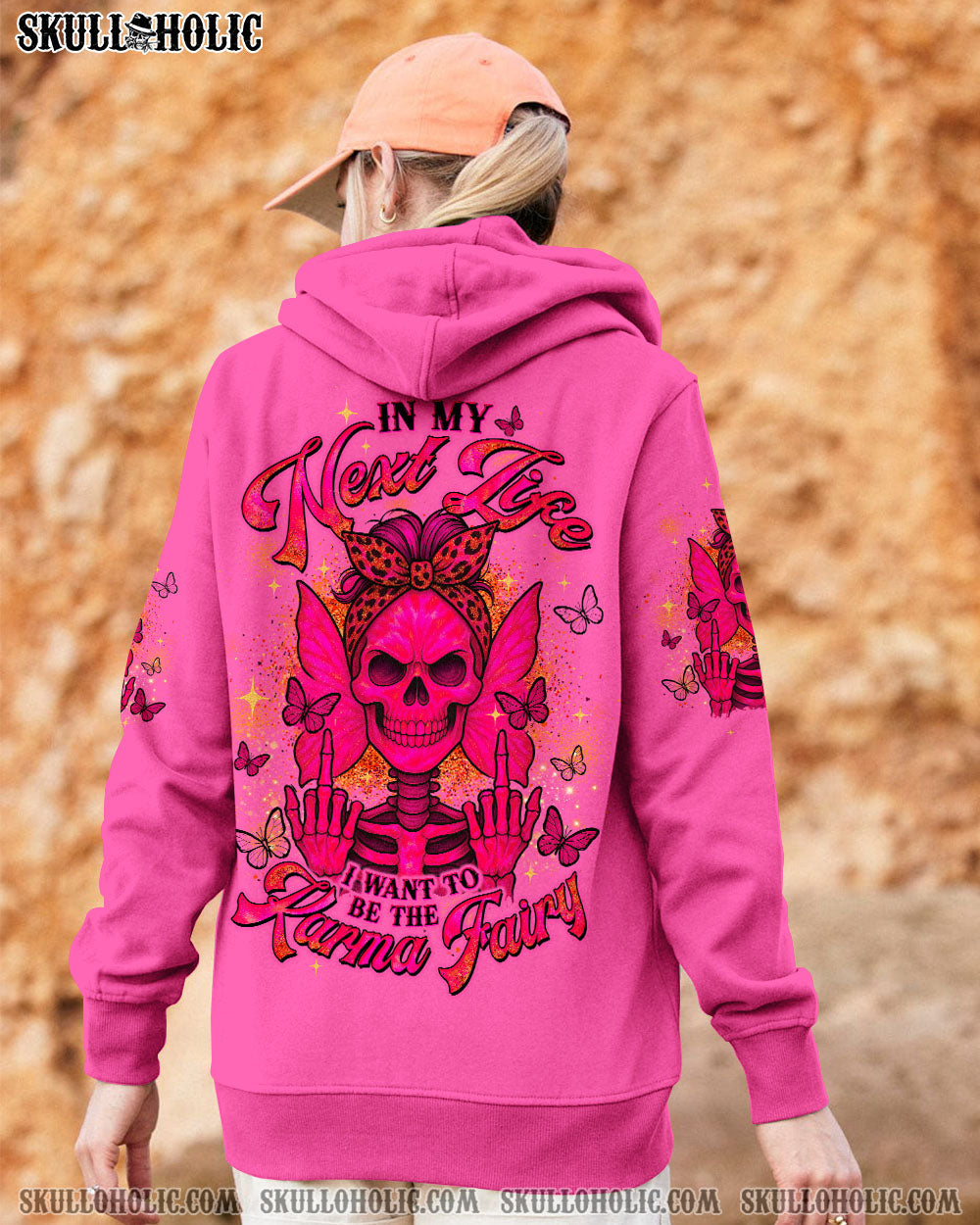 BLISSCORNERS THE GOOD GIRL IN ME ROSE SKULL MESSY BUN ALL OVER PRINT