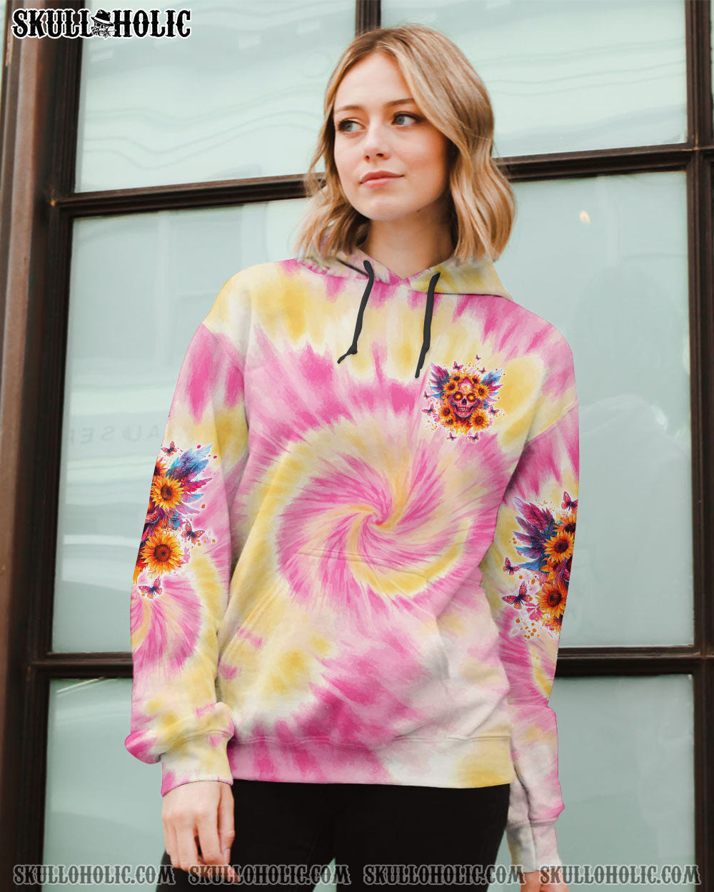 BLISSCORNERS SHE IS SUNSHINE SKULL TIE DYE ALL OVER PRINT