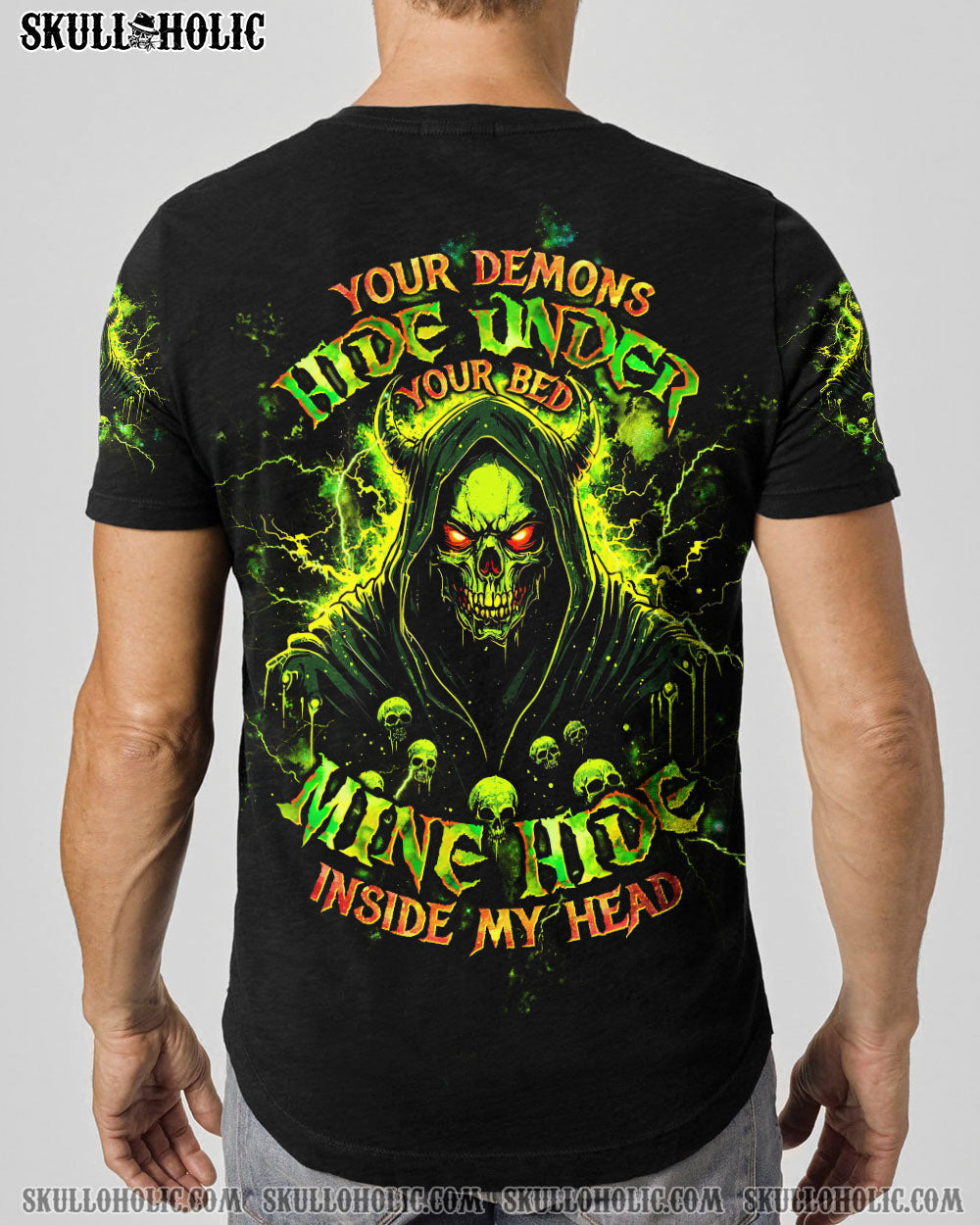 BLISSCORNERS YOUR DEMONS HIDE UNDER YOUR BED SKULL ALL OVER PRINT