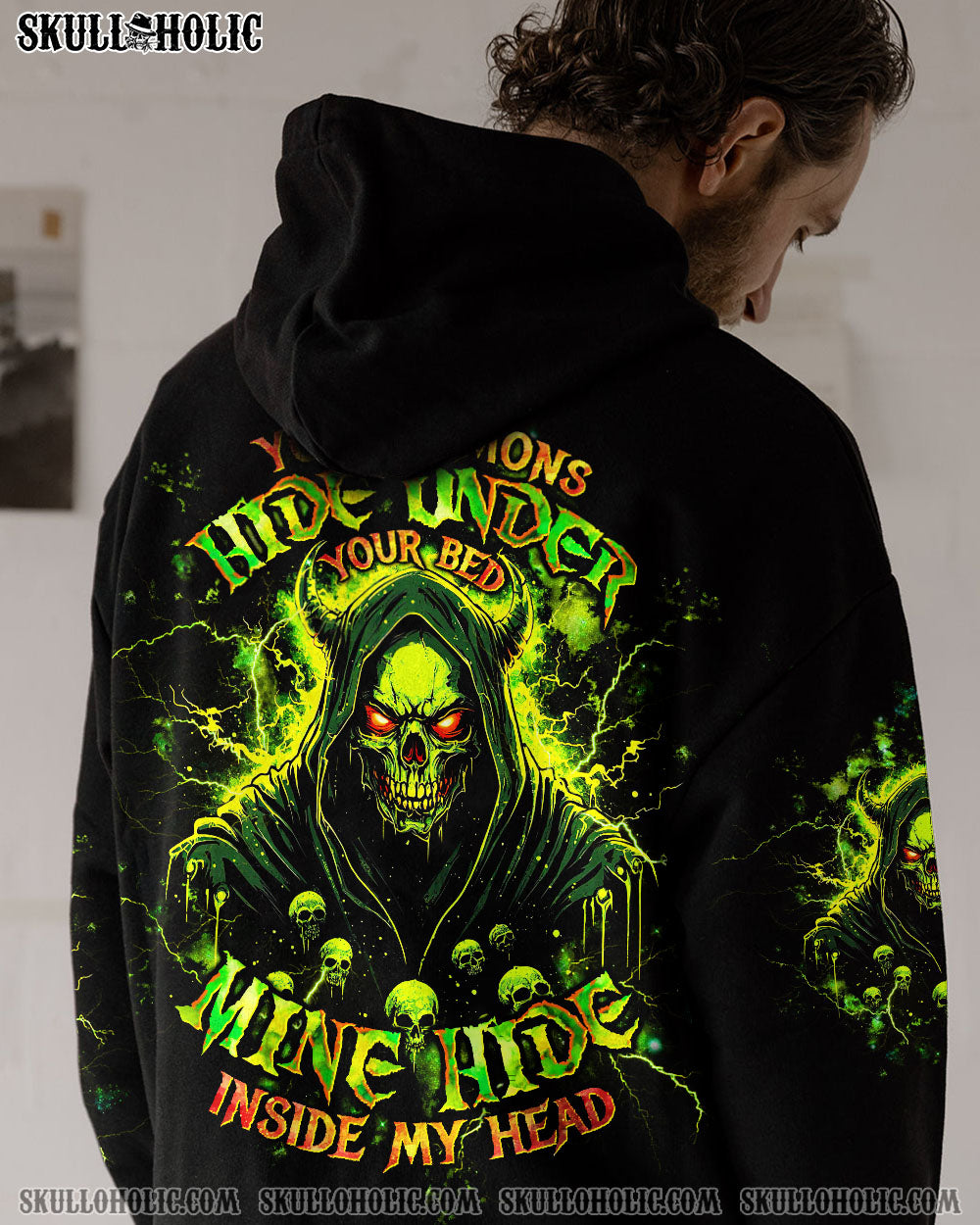 BLISSCORNERS YOUR DEMONS HIDE UNDER YOUR BED SKULL ALL OVER PRINT