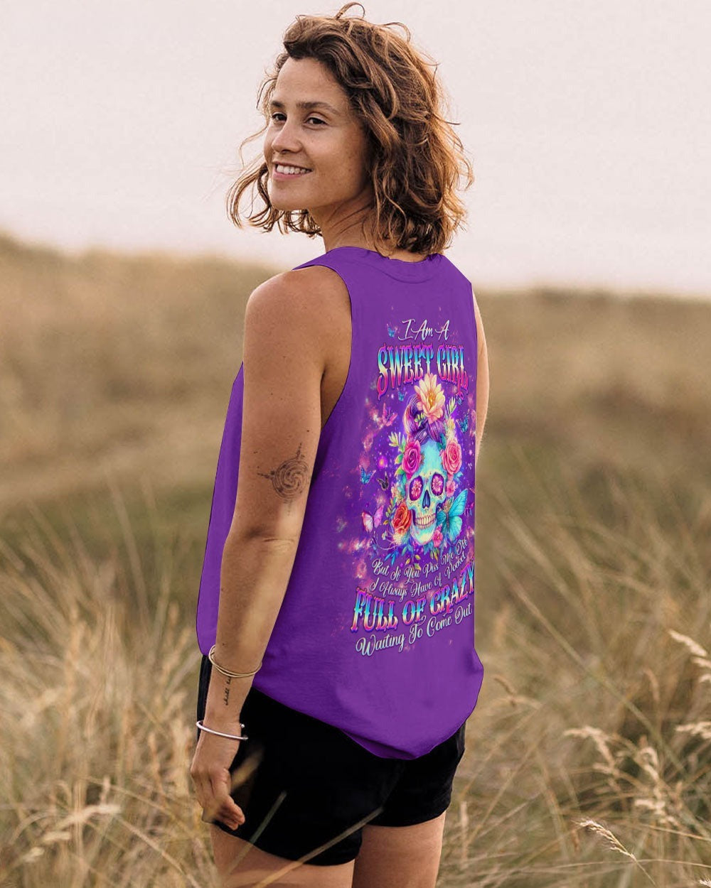 BLISSCORNERS ASSUMING I WAS LIKE MOST GIRLS MESSY BUN SKULL ALL OVER PRINT