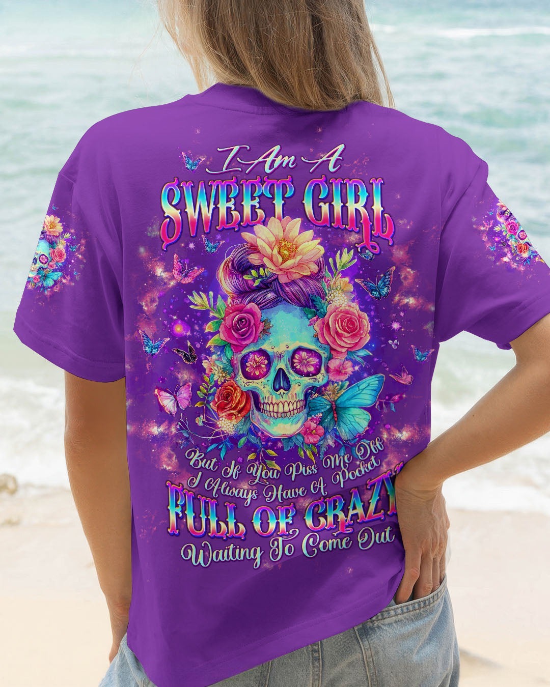 BLISSCORNERS ASSUMING I WAS LIKE MOST GIRLS MESSY BUN SKULL ALL OVER PRINT