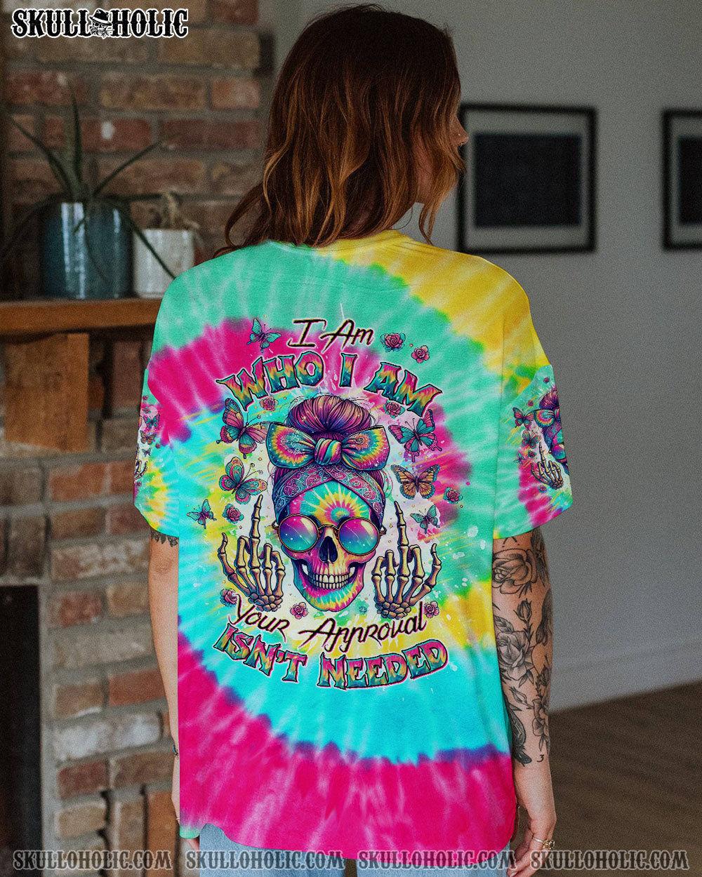 BLISSCORNERS I AM WHO I AM YOUR APPROVAL ISN'T NEEDED MESSY BUN ALL OVER PRINT