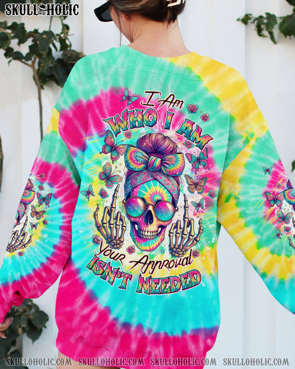 BLISSCORNERS I AM WHO I AM YOUR APPROVAL ISN'T NEEDED MESSY BUN ALL OVER PRINT