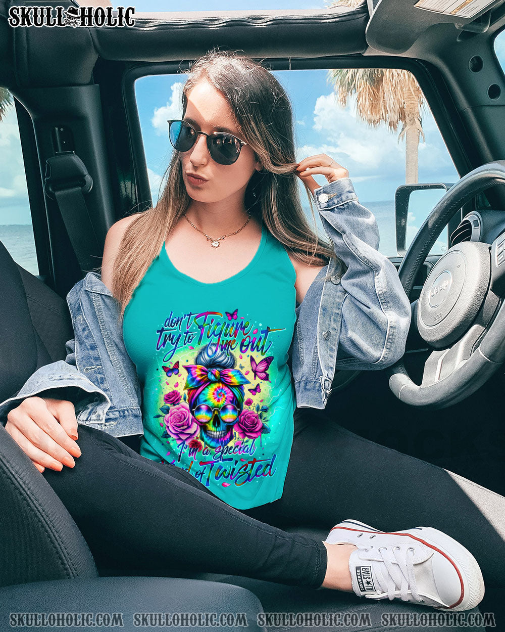 BLISSCORNERS KARMA WILL SLAP YOU EVENTUALLY MESSY BUN ALL OVER PRINT