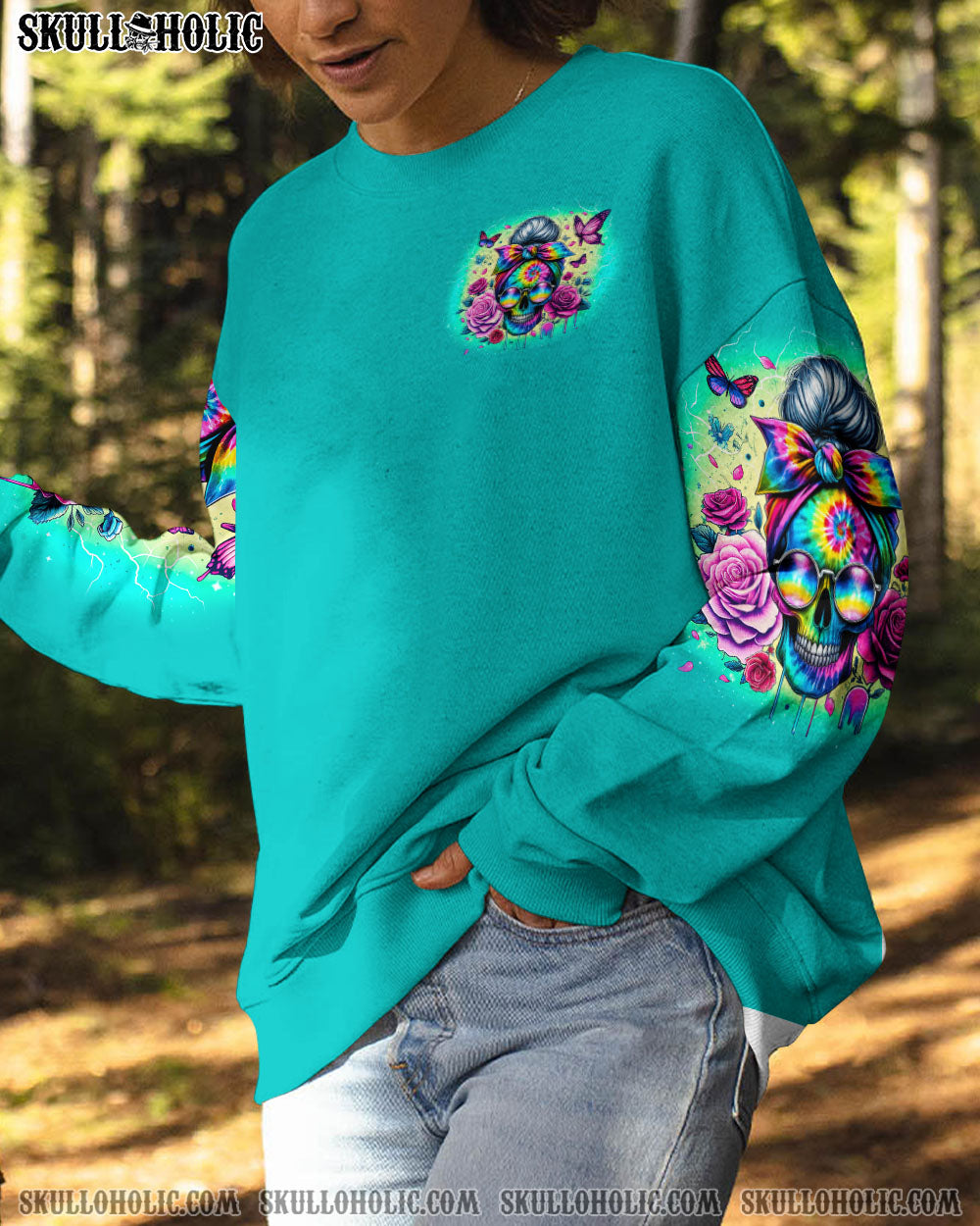 BLISSCORNERS KARMA WILL SLAP YOU EVENTUALLY MESSY BUN ALL OVER PRINT